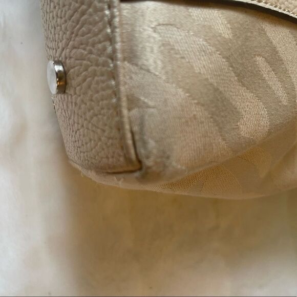 Dana  Buchman beige canvas and faux leather trims and accents shoulder bag. - Picture 10 of 14